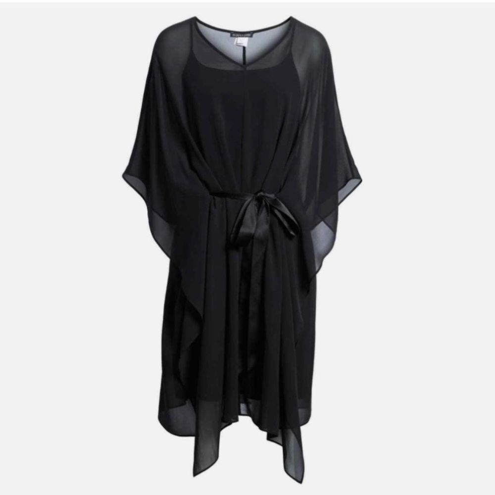 NWT Eileen Fisher Black Sheer Silk Dress XL